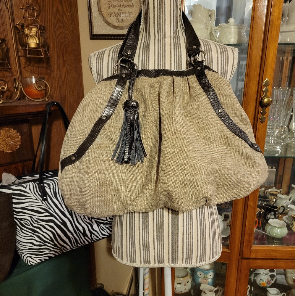 Big tan purse or tote by Usher